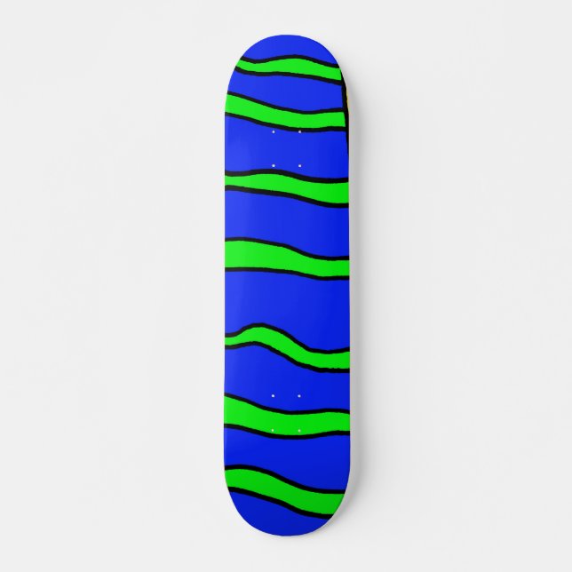 Blau mit grünen Streifen Skateboard (Vorne)