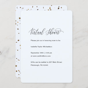 Blau mit Imitats Gold Boy Confetti Virtual Dusche Einladung