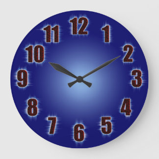 Blau mit kräftigen roten Zahlen Große Wanduhr