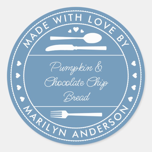 Blau mit Liebe-Lebensmittelgeschenk Runder Aufkleber (Vorderseite)