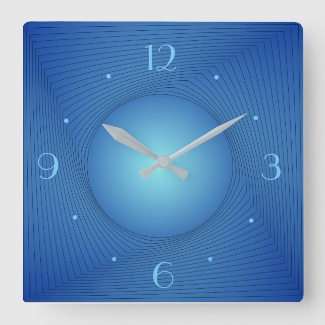 Blau mit Light Circle Center> Küchenuhren Quadratische Wanduhr (Vorderseite)