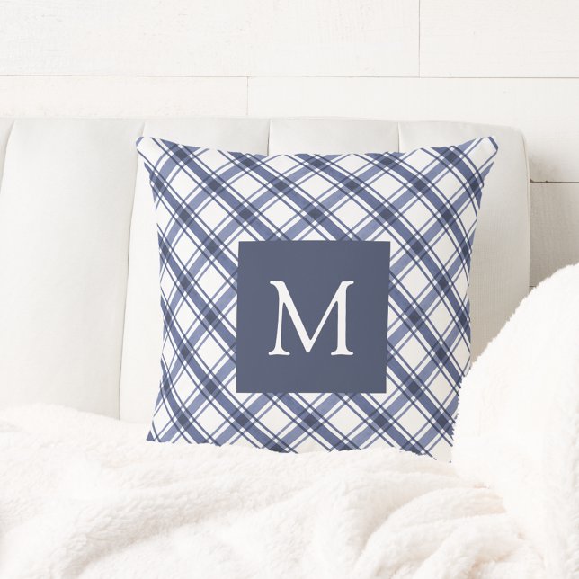 Blau Mit Monogramm Kissen (Blue Monogrammed Throw Pillow
)