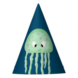 Blau mit Niedlichem türkisfarbenen Quallen Geburts Partyhütchen