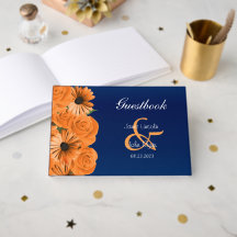 Blau mit Orange Rose & Daisy Guestbook