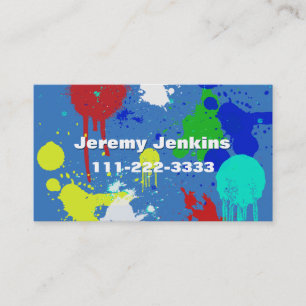 Blau mit Paint Splashes Business Card Visitenkarte