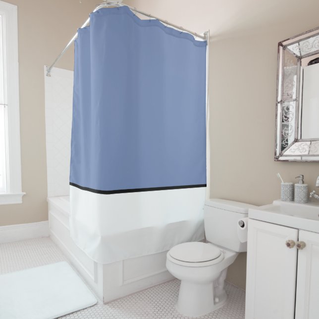 Blau mit Schlichten Schwarz/Weiß-Duschvorhängen Duschvorhang (Beispiel)