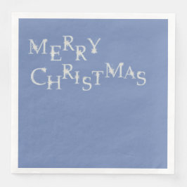 Blau mit Schneeflocken Frohe Weihnachten Serviette