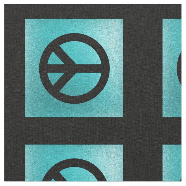 Blau mit schwarzem Friedenszeichen-Gewebe Stoff (Nahaufnahme)