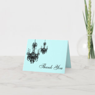 Blau mit schwarzen Kronleuchtern Danke Note Card