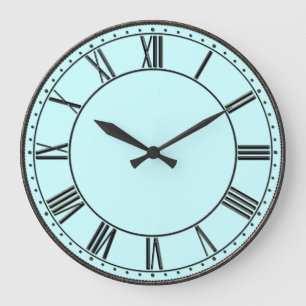Blau mit schwarzen Vintage-Römischen Ziffern Große Wanduhr