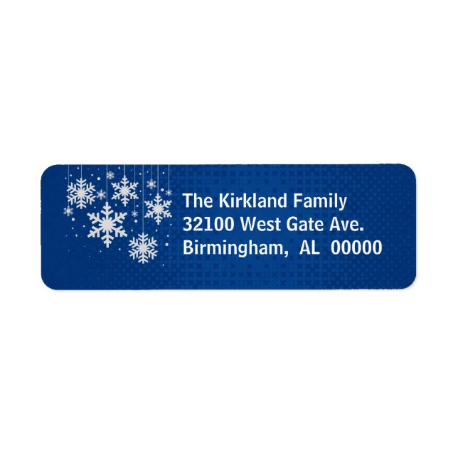 Blau mit Snowflakes Holiday Address Labels (Vorne)