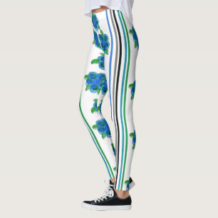 Blau mit Streifen Leggings