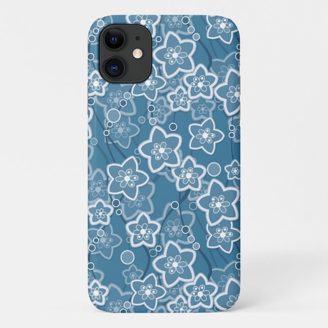 blau mit Weiß, blau, Blume, blumig, rustikal, fa Case-Mate iPhone Hülle (Rückseite)
