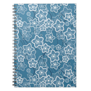 blau mit Weiß, blau, Blume, blumig, rustikal, fa Notizblock