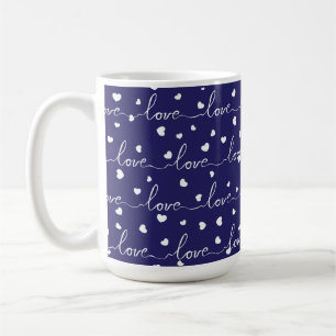 BLAU MIT WEISS GESTRICHENER LIEBE MIT HERZEN KAFFEETASSE