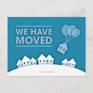 Blau mit weißen Häusern Neue Adresse Postkarte