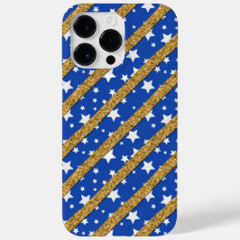 BLAU MIT WEISSEN STERNEN UND GOLDSTREIFEN Case-Mate iPhone 14 PRO MAX HÜLLE