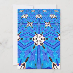 blau mit weißer geometrischer Einladung