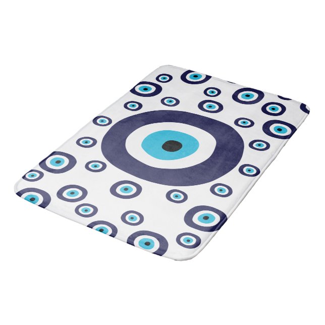 Blau-Mittelmeer Nazar Evil Eye Badezimmer Dekorati Badematte (Schrägansicht)