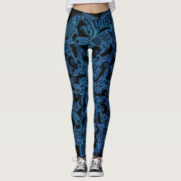 Blau, Modedruck, Muster Leggings