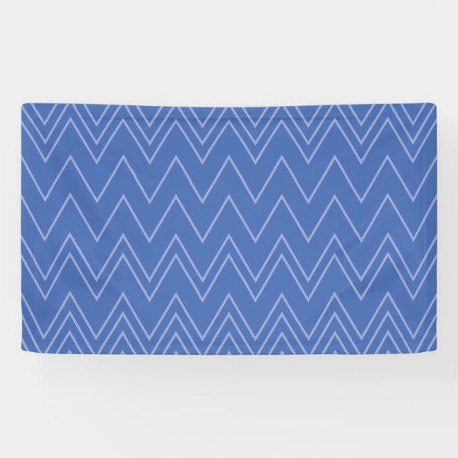 Blau, modern, einfach, cool, trendy Zickzack-Muste Banner (Horizontal)