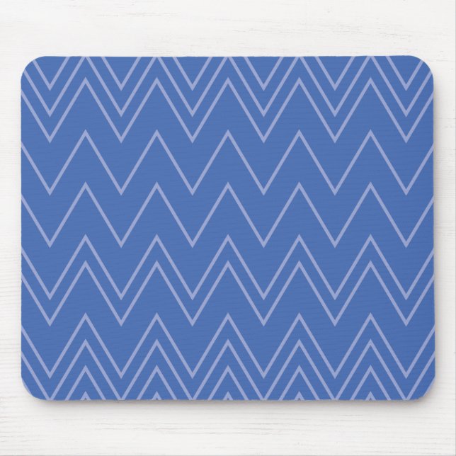 Blau, modern, einfach, cool, trendy Zickzack-Muste Mousepad (Vorne)