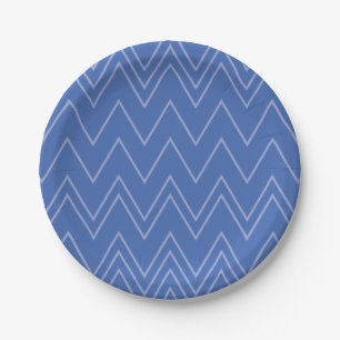Blau, modern, einfach, cool, trendy Zickzack-Muste Pappteller