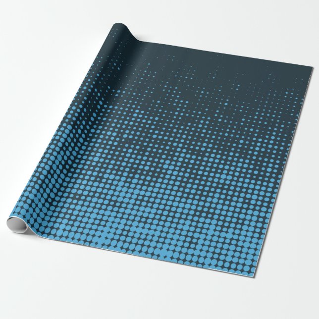 Blau, modern, Retro, cool, trendy dot pattern Geschenkpapier (Ungerollt)