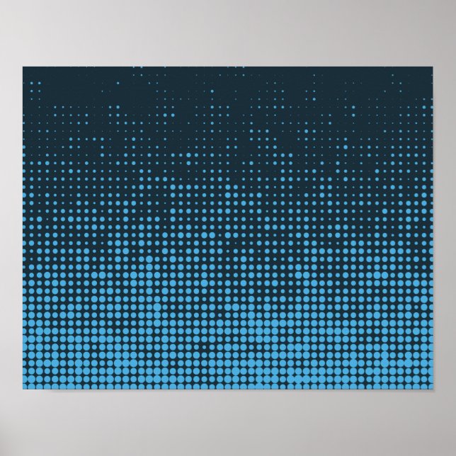 Blau, modern, Retro, cool, trendy dot pattern Poster (Vorne)