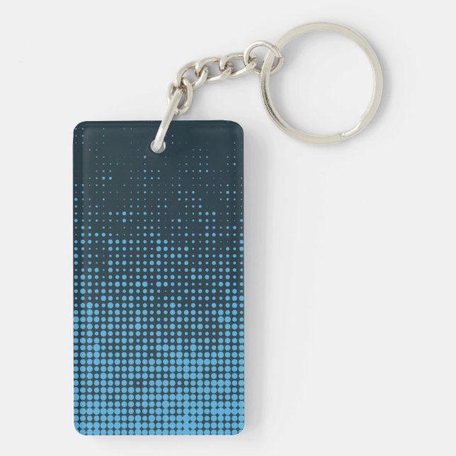 Blau, modern, Retro, cool, trendy dot pattern Schlüsselanhänger (Rückseite)