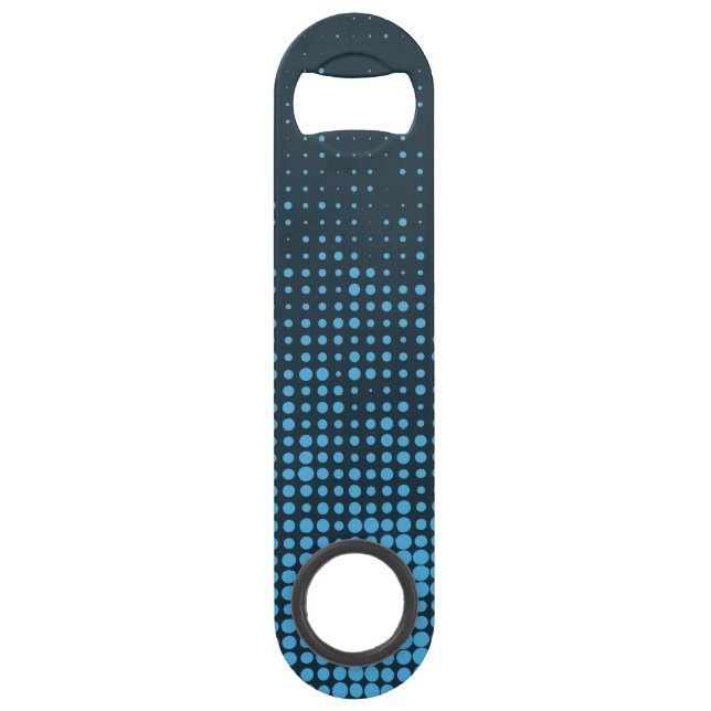Blau, modern, Retro, cool, trendy dot pattern Speed Flaschenöffner (Vorderseite)