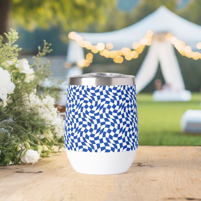 Blau modern retro Wirbel kariert (Hochzeit (gedreht))