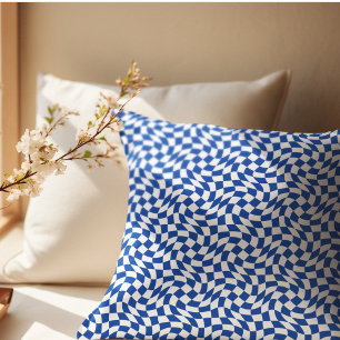 Blau modern retro Wirbel kariert Kissen