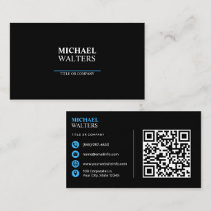 Blau Moderner Minimalistischer Beruflicher QR-Code Visitenkarte