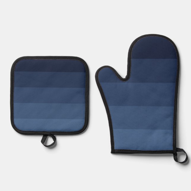 Blau monochromatisch ofenhandschuh & Topflappen-Set (Vorderseite)