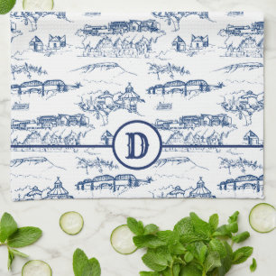 Blau Monogramm-Chattanoogas Toile Geschirrtuch