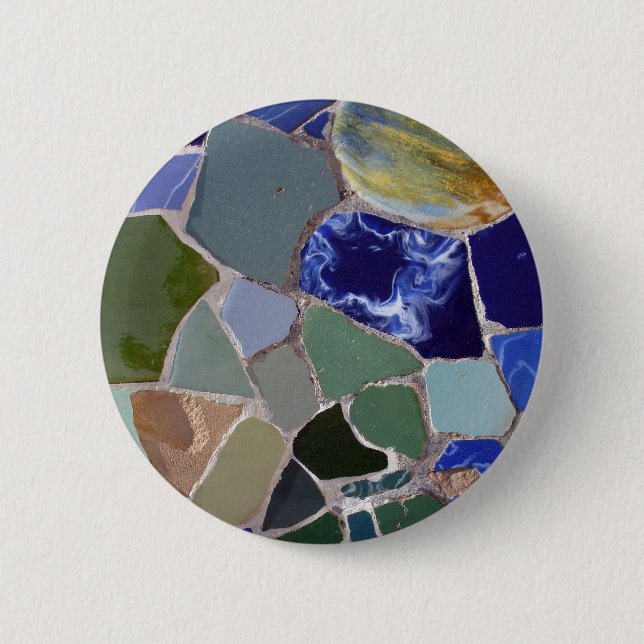 Blau-Mosaiken Antoni Gaudi Button (Vorderseite)