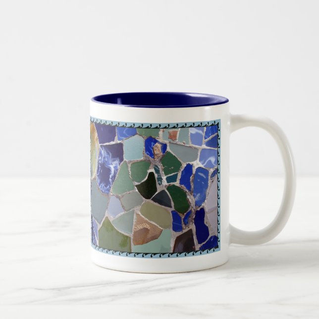 Blau-Mosaiken Antoni Gaudi Zweifarbige Tasse (Rechts)