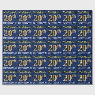 Blau, Nachahmung Gold sehen "20. GEBURTSTAG" aus Geschenkpapier