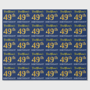 Blau, Nachahmung Gold sehen "49. GEBURTSTAG" Geschenkpapier