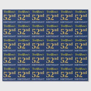 Blau, Nachahmung Gold sehen "52. GEBURTSTAG" aus Geschenkpapier