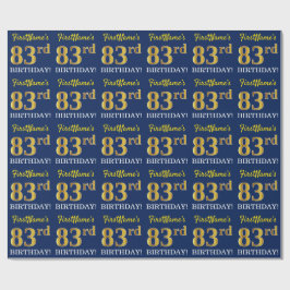 Blau, Nachahmungs-Gold-Look "83. BIRTHDAY" Geschenkpapier