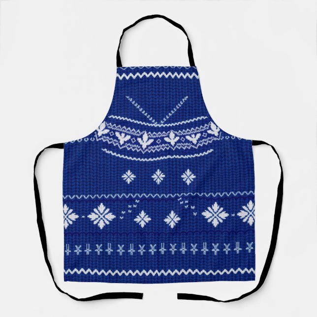Blau Norweger Strick, Schürze (Vorderseite)