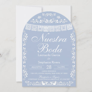 Blau Nuestra Boda Papel Picado Spanische Hochzeit Einladung