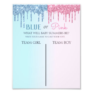 Blau oder Rosa Glitzer Aussehen Geschlecht offenba Fotodruck