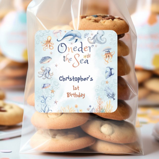 Blau Oneder Meer erster Geburtstag Aufkleber (Von Creator hochgeladen)