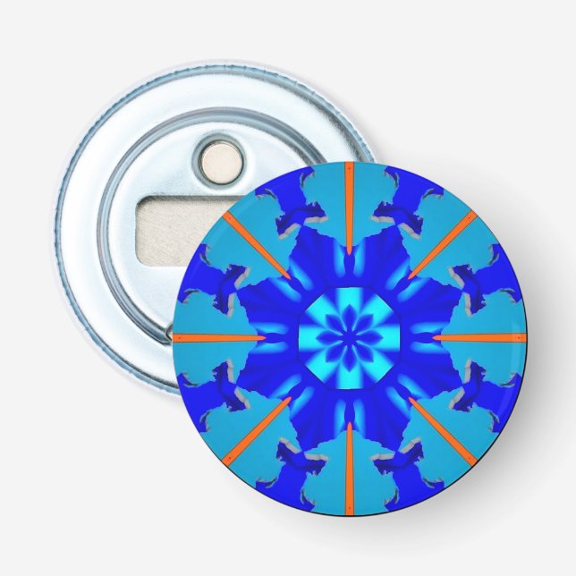 Blau Orange 3D-Muster ~  Flaschenöffner (Vorderseite)
