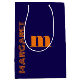 blau & orange benutzerdefinierter Anfangsname mode Mittlere Geschenktüte