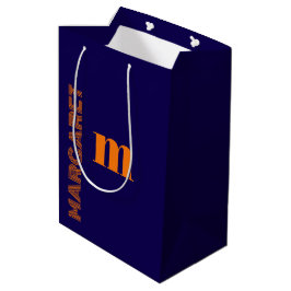 blau & orange benutzerdefinierter Anfangsname mode Mittlere Geschenktüte