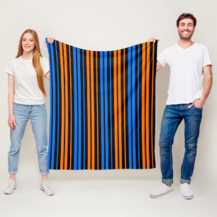 Blau Orange Blau Vertikale Streifen Design Fleecedecke